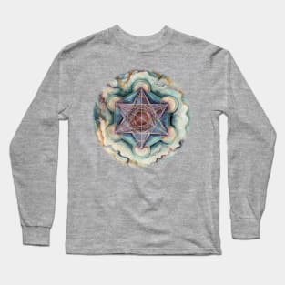 Metatron's Cube Cool Blue Long Sleeve T-Shirt